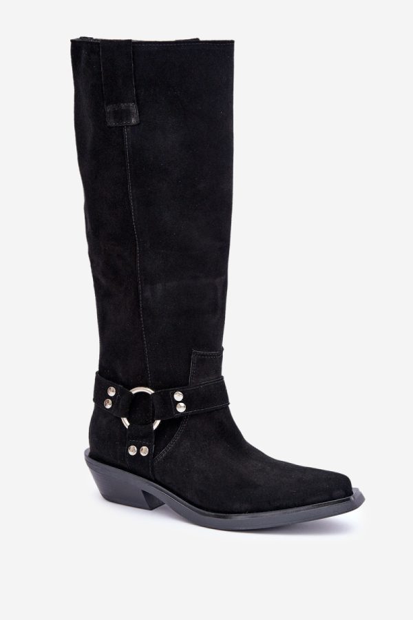Black Thigh-Hight Boots in Over The Knee High Boots, Thigh High Boots with Fabric, Footbed, Upper Height and Heel Height