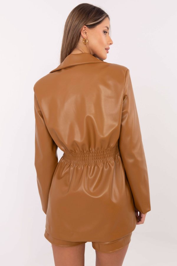 Brown Jacket in Jackets, Vests For Women with Polyurethane and Polyester
