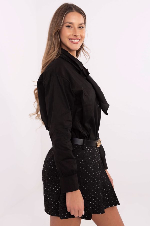 Black Long Sleeve Shirt in Shirts For Women with Cotton and Spandex