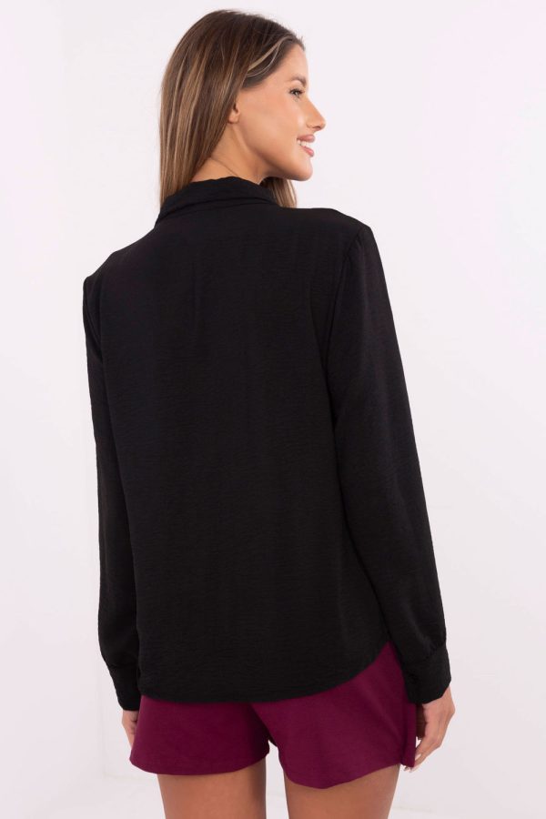 Black Long Sleeve Shirt in Shirts For Women with Spandex and Polyester