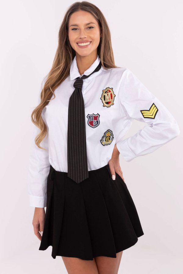 White Long Sleeve Shirt in Shirts For Women with Cotton and Spandex