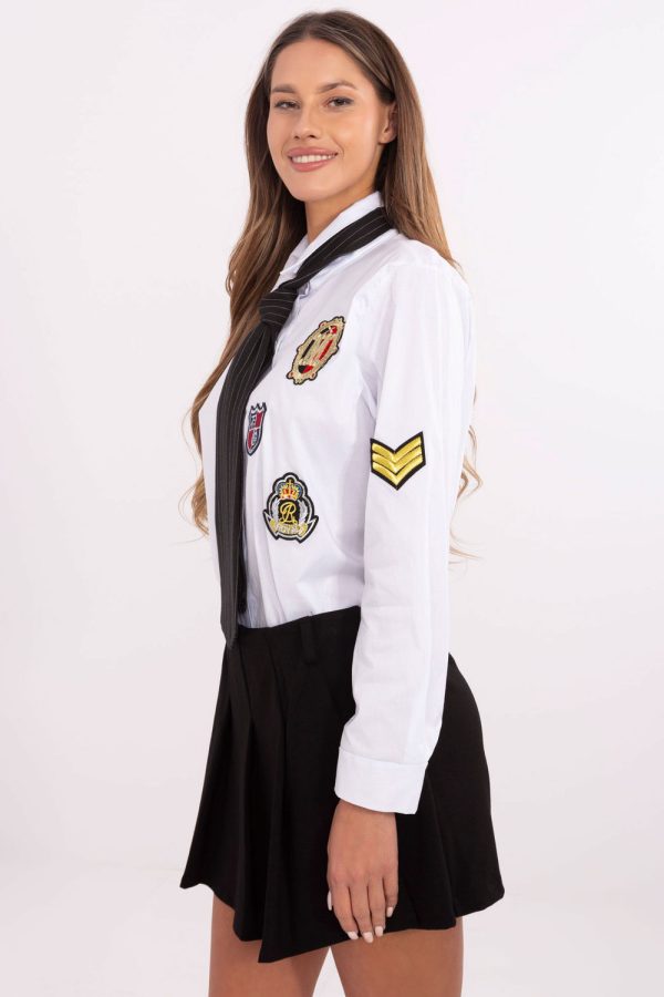White Long Sleeve Shirt in Shirts For Women with Cotton and Spandex