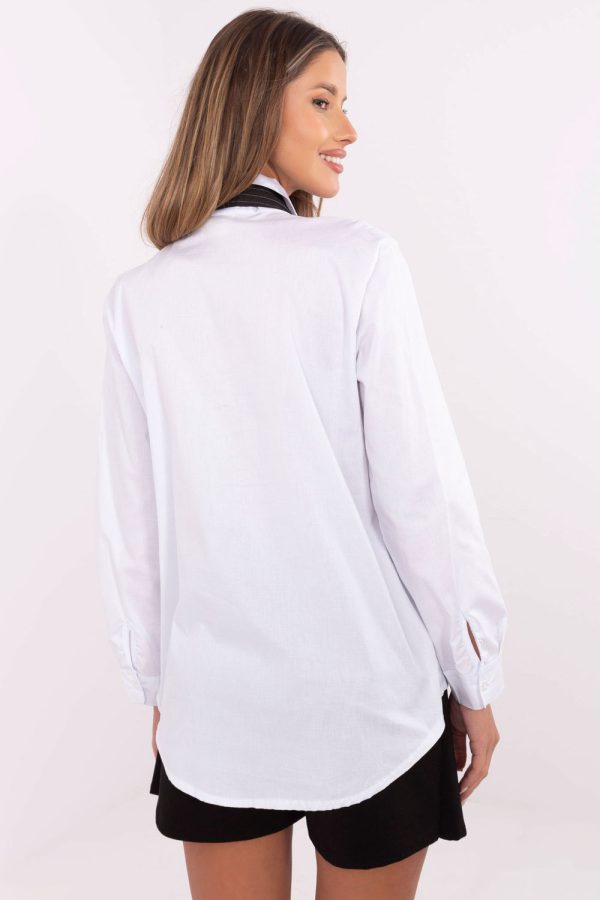 White Long Sleeve Shirt in Shirts For Women with Cotton and Spandex