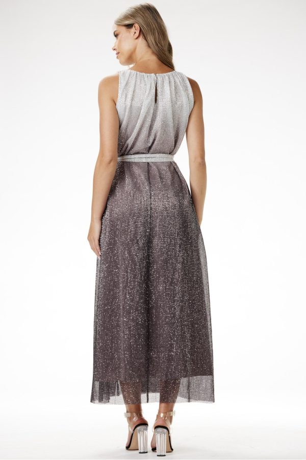 Grey Long Dress in Evening Dresses with Polyester and Spandex