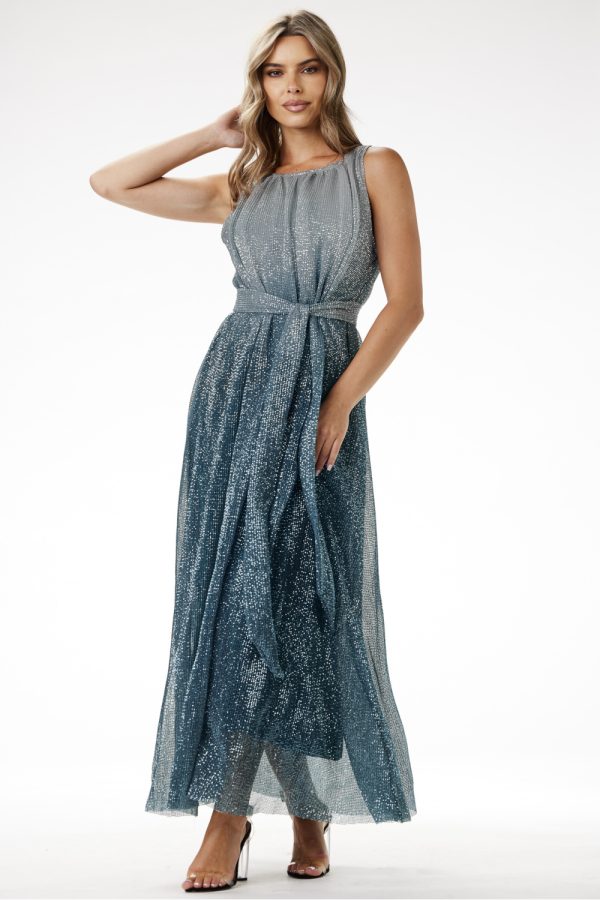 Green Long Dress in Evening Dresses with Polyester and Spandex