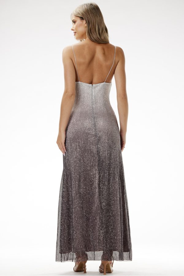 Grey Long Dress in Evening Dresses with Polyester and Spandex