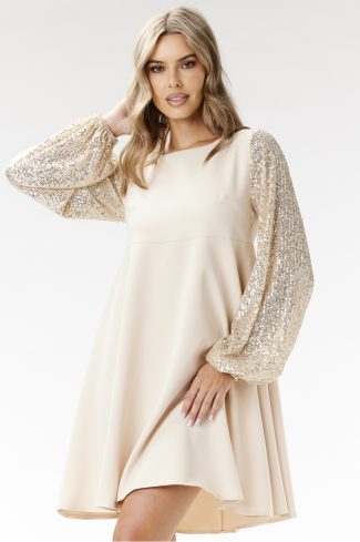 Beige Evening Dress in Evening Dresses with Spandex, Polyester and Viscose