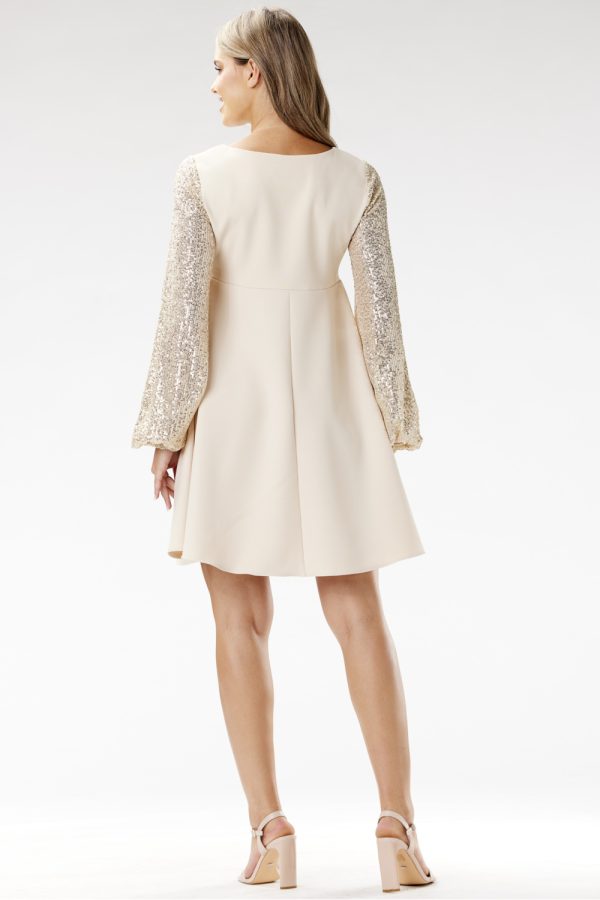 Beige Evening Dress in Evening Dresses with Spandex, Polyester and Viscose