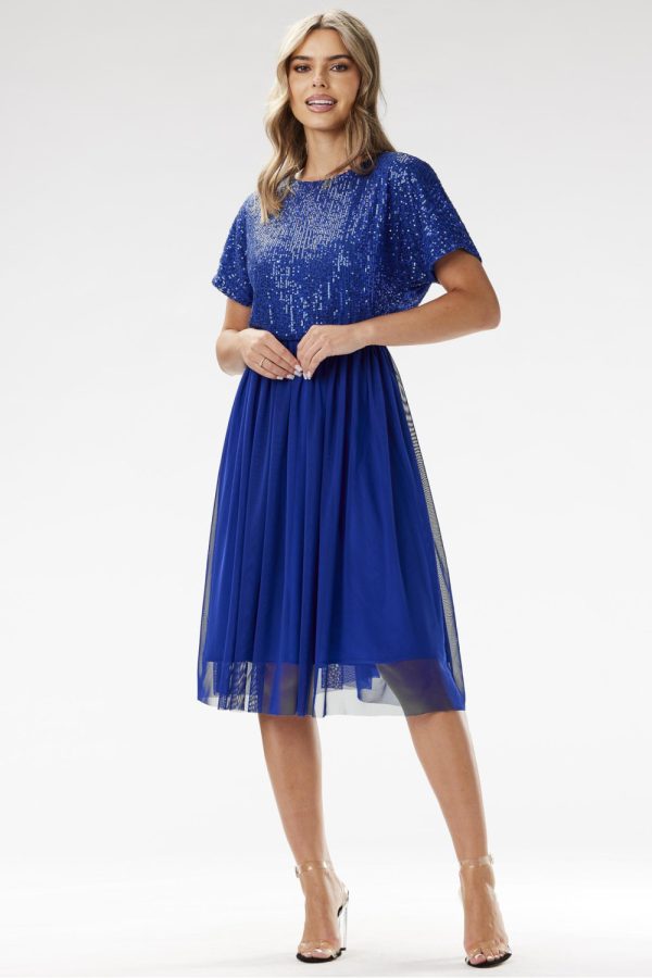 Blue Evening Dress in Evening Dresses with Spandex and Polyester