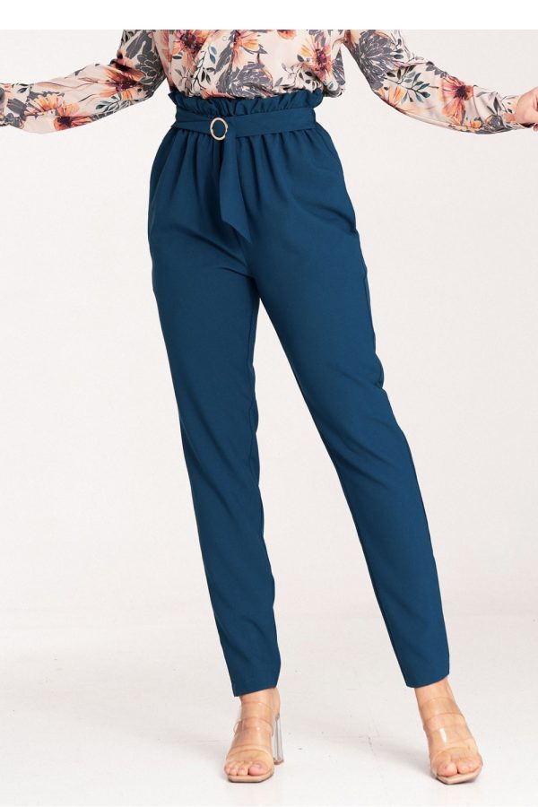 Navy Blue Women Trousers in Pants, Trousers, Shorts with Polyester