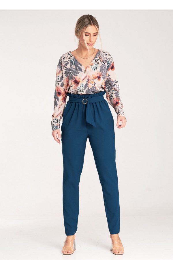 Navy Blue Women Trousers in Pants, Trousers, Shorts with Polyester