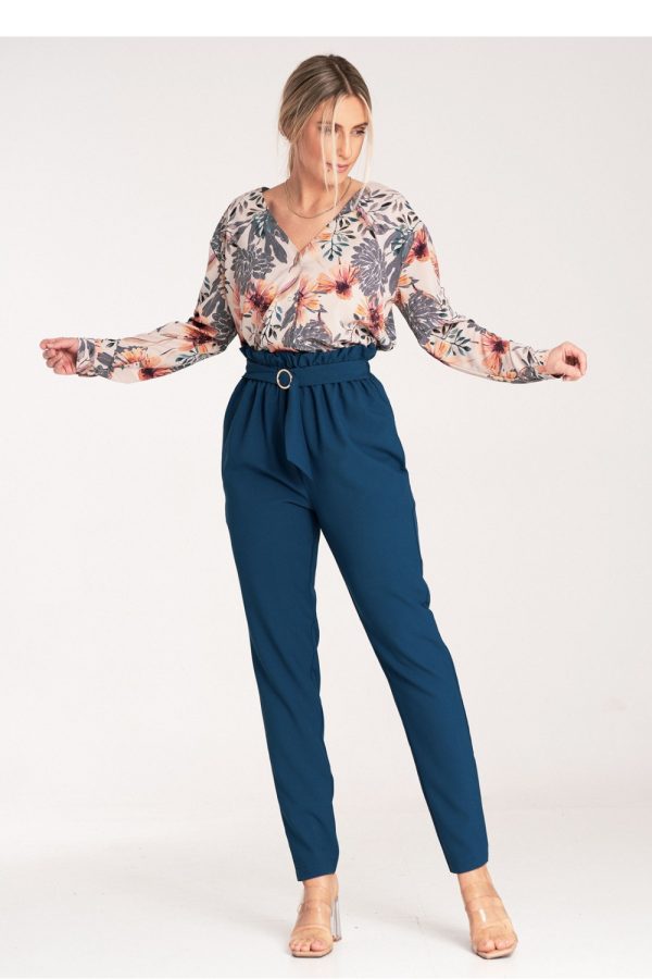 Navy Blue Women Trousers in Pants, Trousers, Shorts with Polyester