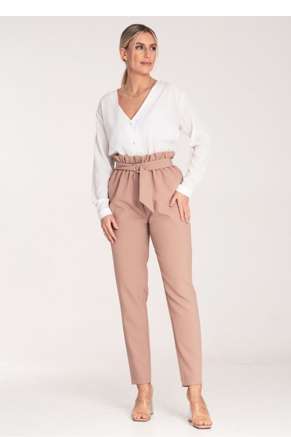 Beige Women Trousers in Pants, Trousers, Shorts with Polyester