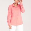 Pink Long Sleeve Shirt in Shirts For Women with Spandex and Polyester