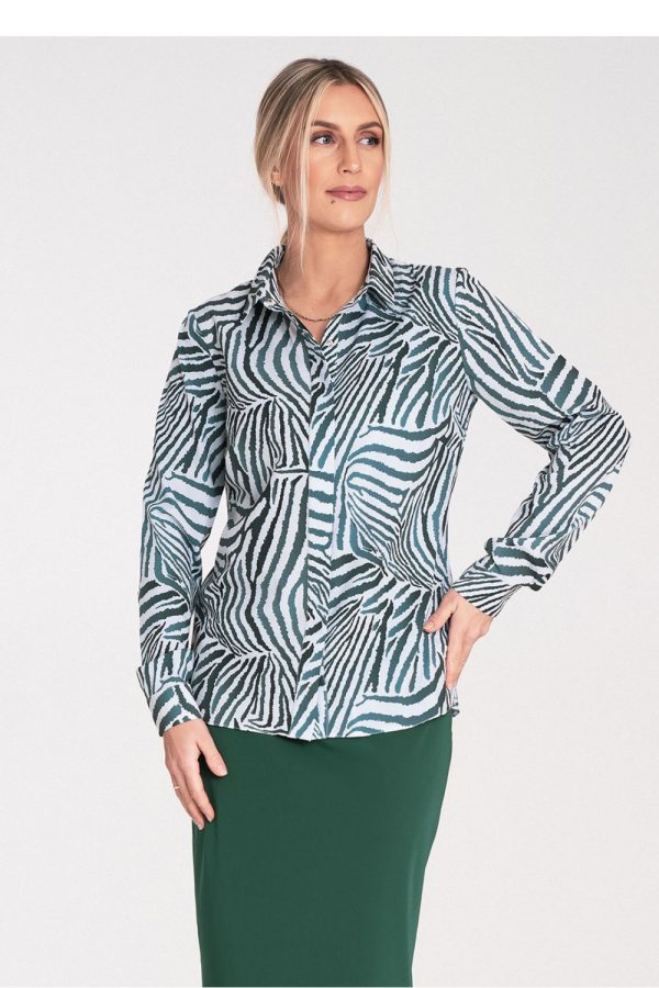 Multicolor Long Sleeve Shirt in Shirts For Women with Spandex and Polyester