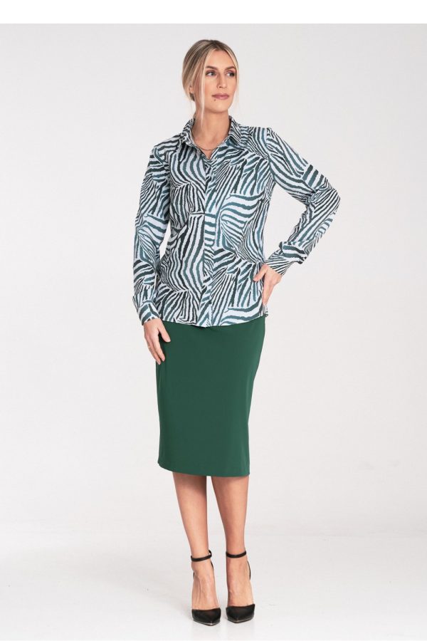 Multicolor Long Sleeve Shirt in Shirts For Women with Spandex and Polyester