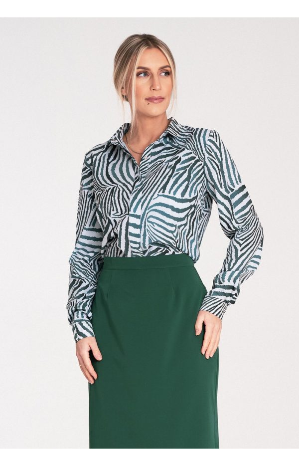 Multicolor Long Sleeve Shirt in Shirts For Women with Spandex and Polyester