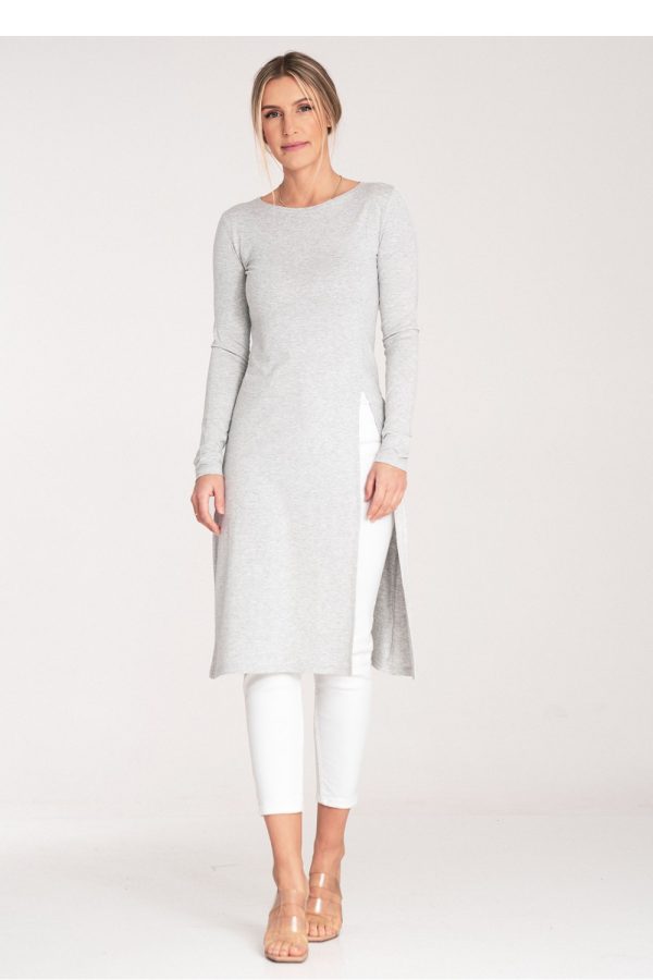 Grey Tunic in Women`s Blouses, Tunics with Spandex and Polyester