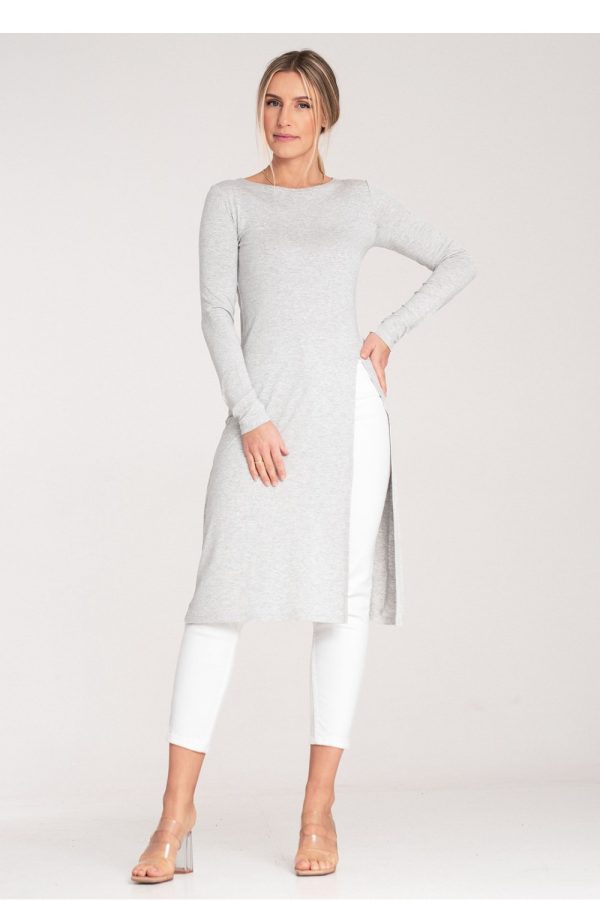 Grey Tunic in Women`s Blouses, Tunics with Spandex and Polyester