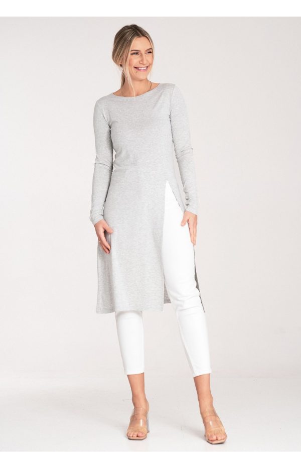 Grey Tunic in Women`s Blouses, Tunics with Spandex and Polyester