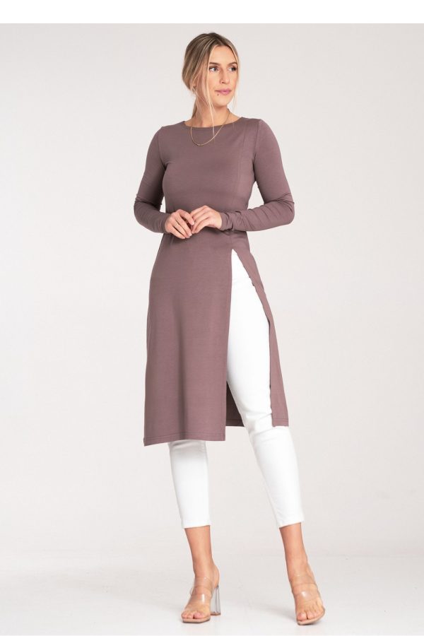Brown Tunic in Women`s Blouses, Tunics with Spandex and Polyester