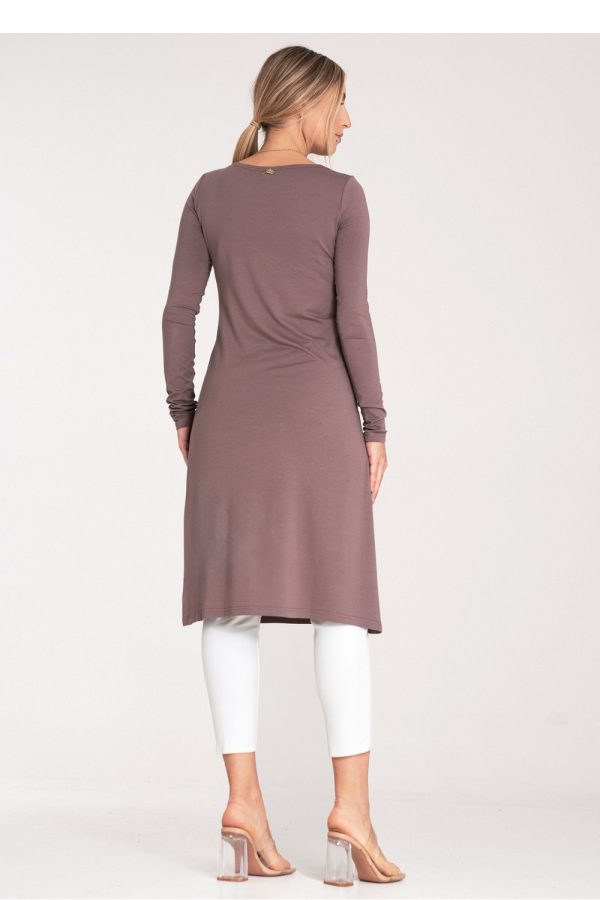 Brown Tunic in Women`s Blouses, Tunics with Spandex and Polyester