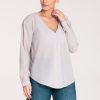 Grey Long Sleeve Shirt in Shirts For Women with Spandex and Polyester