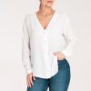 Beige Long Sleeve Shirt in Shirts For Women with Spandex and Polyester