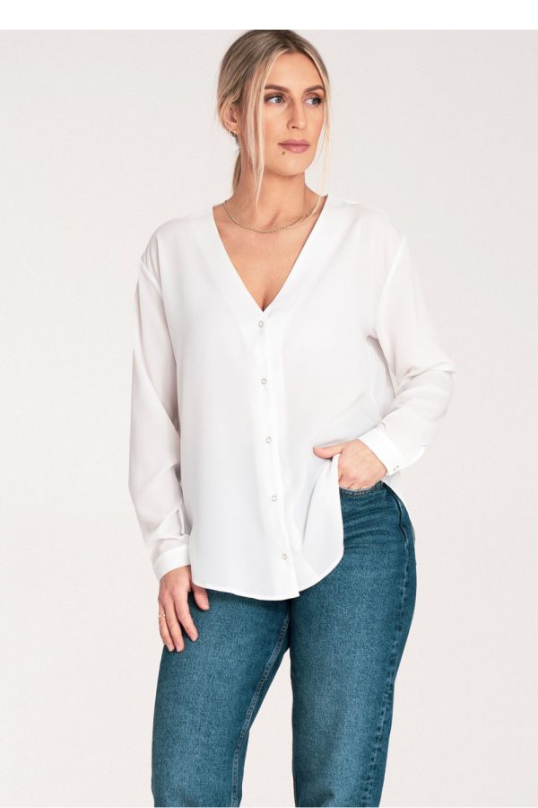 Beige Long Sleeve Shirt in Shirts For Women with Spandex and Polyester
