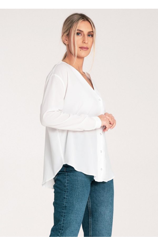 Beige Long Sleeve Shirt in Shirts For Women with Spandex and Polyester