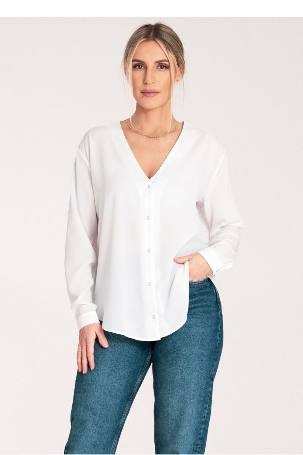 Beige Long Sleeve Shirt in Shirts For Women with Spandex and Polyester