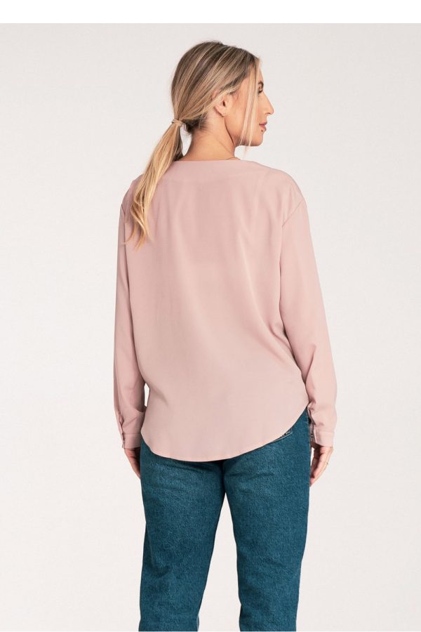 Beige Long Sleeve Shirt in Shirts For Women with Spandex and Polyester