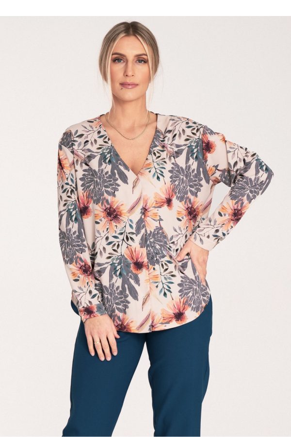 Multicolor Long Sleeve Shirt in Shirts For Women with Spandex and Polyester