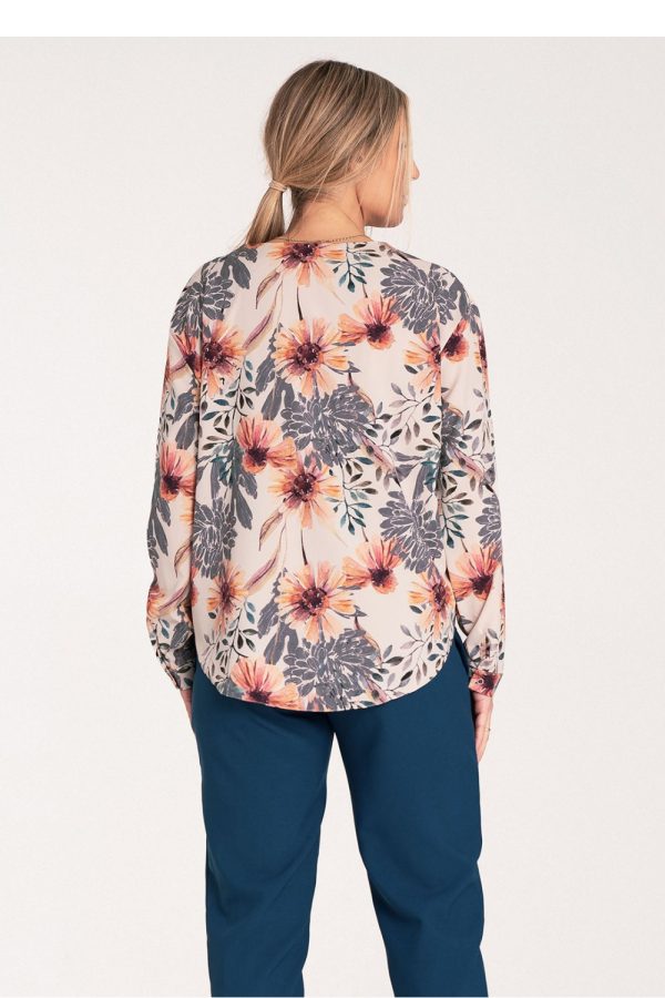 Multicolor Long Sleeve Shirt in Shirts For Women with Spandex and Polyester