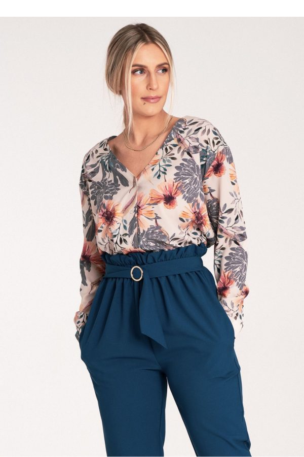 Multicolor Long Sleeve Shirt in Shirts For Women with Spandex and Polyester