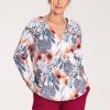Multicolor Long Sleeve Shirt in Shirts For Women with Spandex and Polyester