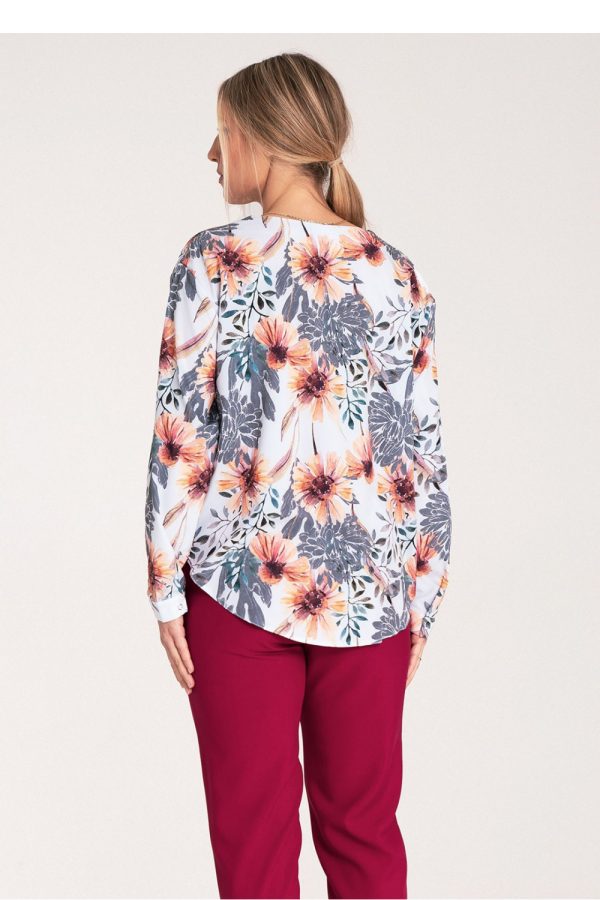 Multicolor Long Sleeve Shirt in Shirts For Women with Spandex and Polyester