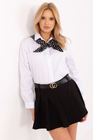1051839 White Long Sleeve Shirt in Shirts For Women with Cotton and Spandex