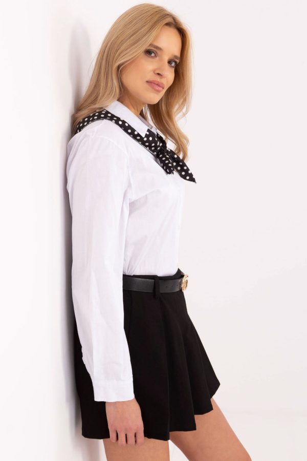 White Long Sleeve Shirt in Shirts For Women with Cotton and Spandex