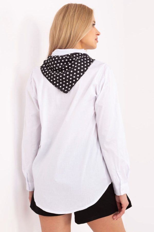 White Long Sleeve Shirt in Shirts For Women with Cotton and Spandex