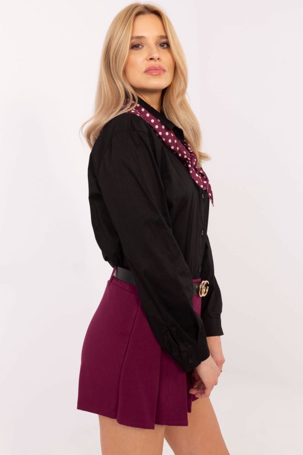 Black Long Sleeve Shirt in Shirts For Women with Cotton and Spandex