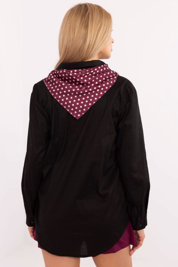 Black Long Sleeve Shirt in Shirts For Women with Cotton and Spandex