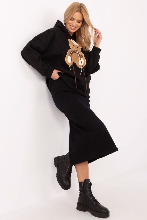 Black Sweatshirt in Sweatshirts For Women with Polyester