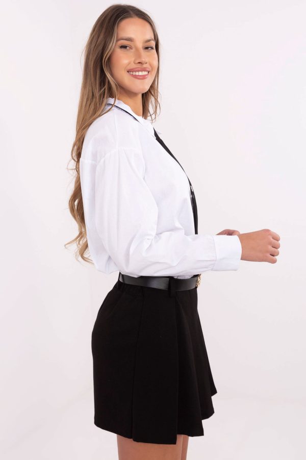 White Long Sleeve Shirt in Shirts For Women with Cotton and Spandex