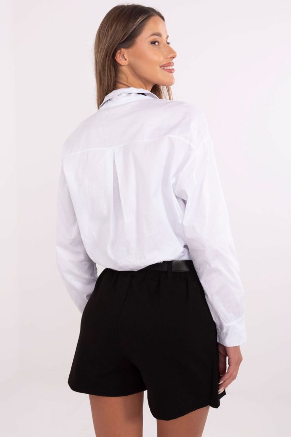 White Long Sleeve Shirt in Shirts For Women with Cotton and Spandex