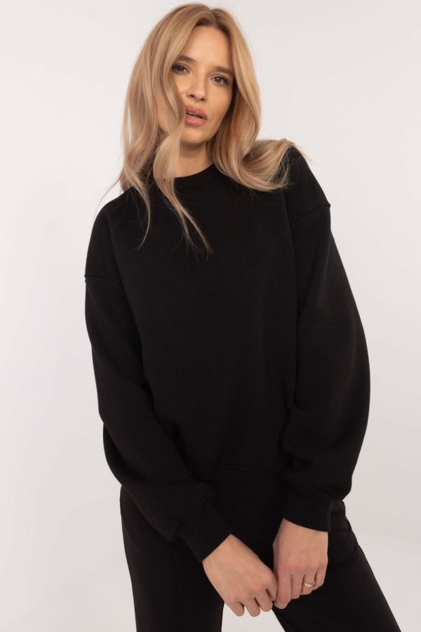 Black Sweatshirt in Sweatshirts For Women with Cotton and Polyester
