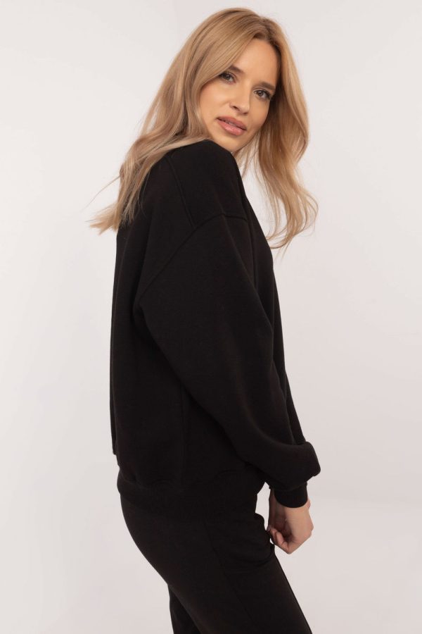 Black Sweatshirt in Sweatshirts For Women with Cotton and Polyester