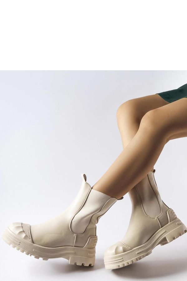 Beige Boots in Women`s Ankle Boots & Booties with Fabric and Heel Height
