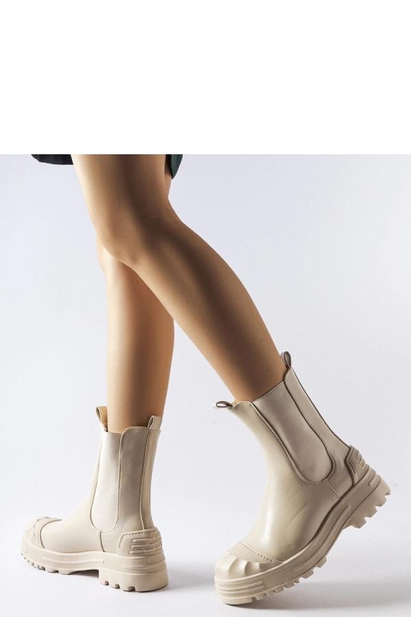 Beige Boots in Women`s Ankle Boots & Booties with Fabric and Heel Height