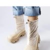 Beige Boots..Fabric and Heel Height